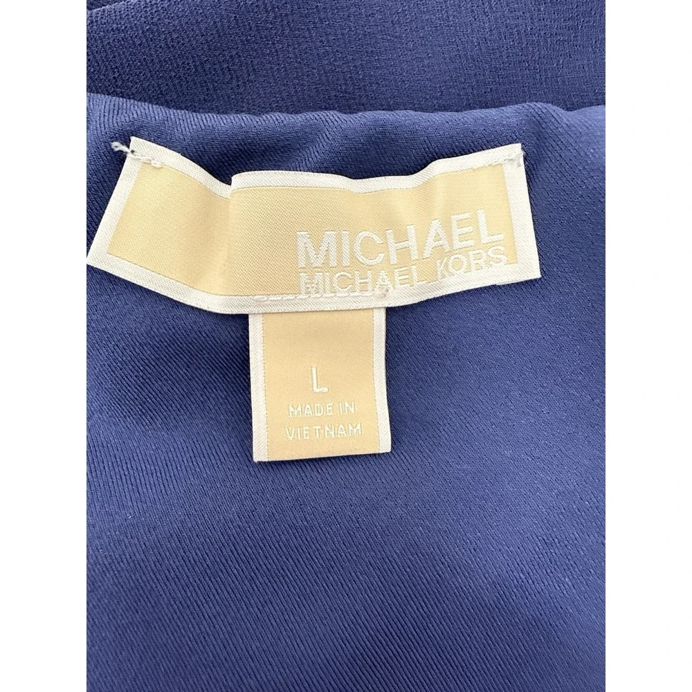 MICHAEL Michael Kors Women's L Navy One Shoulder Ruffle Gold Chain Top #8